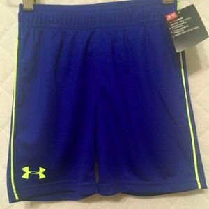 Under Armour Boys Shorts Pockets Royal Neon Logo